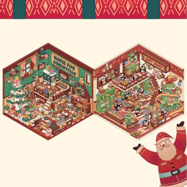 Cozy Christmas DIY 3D Scene Stickers 2 Cute Miniature Scene 2Theme Sets:Christmas Party|Christmas Gift Shop - ALL IN